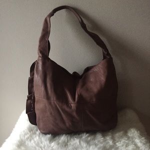 Anthropologie leather bag with ruffle detail